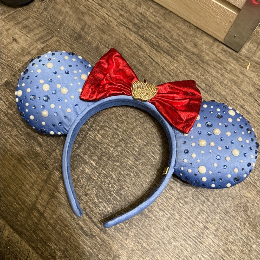 Blue Minnie Mouse Ears Headband with Red Bow